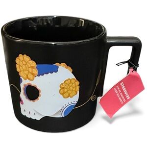 Starbucks 2024 Dia de Muertos Day of the Dead Black Sugar Skull Ceramic Mug 14oz